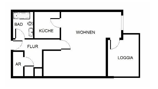 Etagenwohnung Essen Südviertel - 1 Zimmer, 56 m&sup2;, 570&euro; | Angebot:23547551