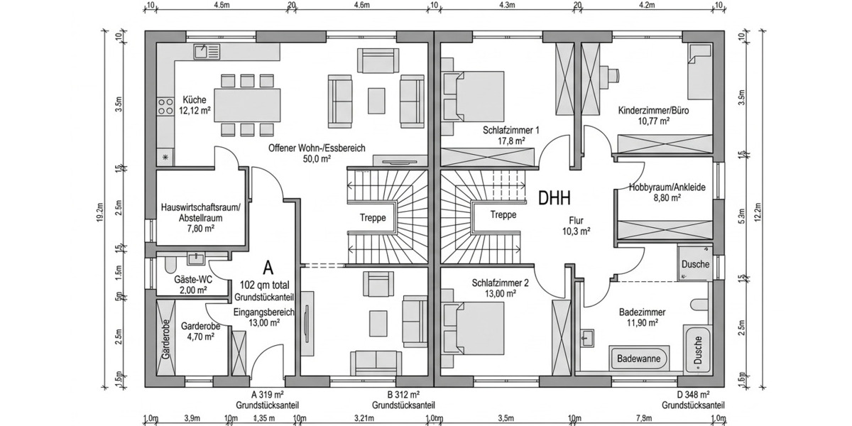 Doppelhaushälfte Bochum Dahlhausen - 4 Zimmer, 102 m&sup2;, 590.100&euro; | Angebot:26331353