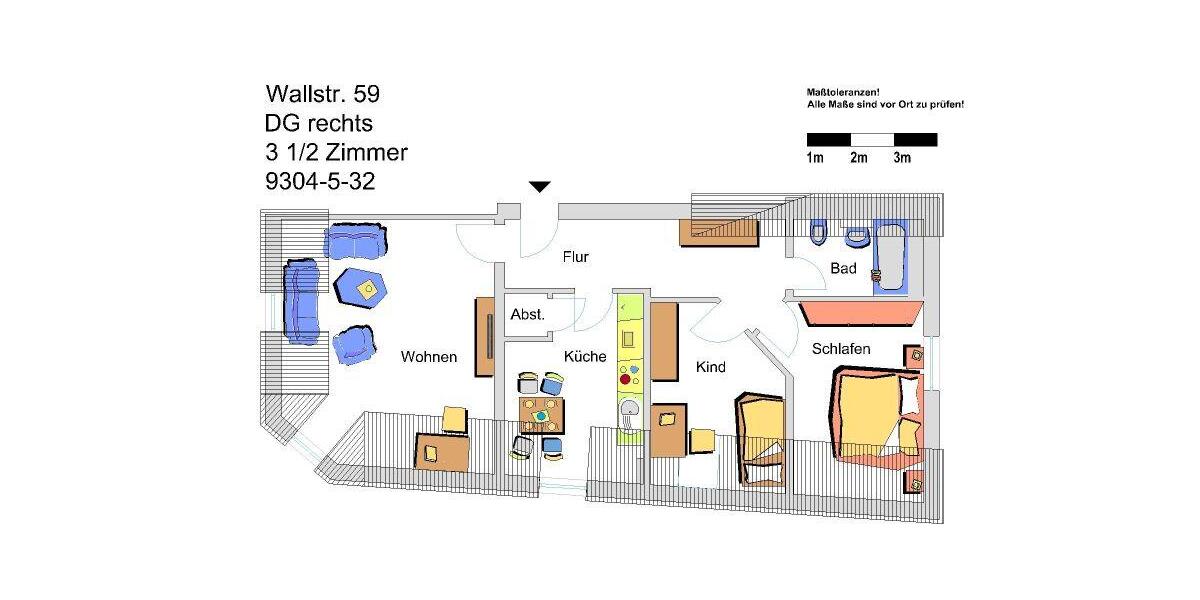 Dachgeschoßwohnung Gelsenkirchen Gelsenkirchen-West - 3.5 Zimmer, 71 m&sup2;, 406&euro; | Angebot:26290012