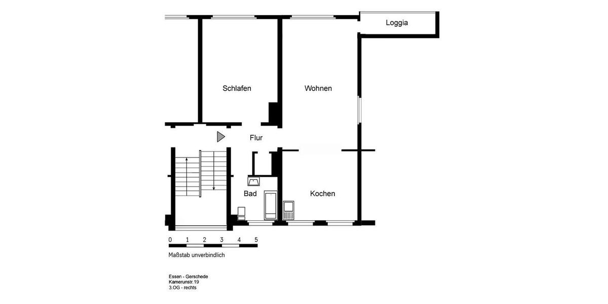 Etagenwohnung Essen Stadtbezirk IV - 2 Zimmer, 59 m&sup2;, 539&euro; | Angebot:21540290