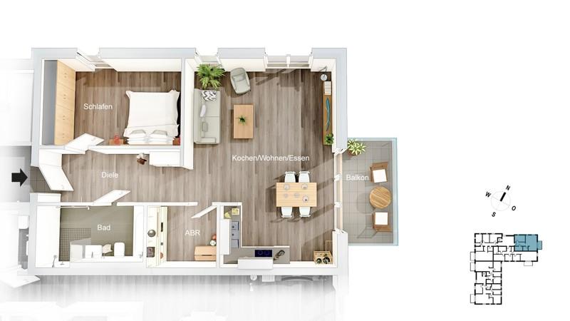 Etagenwohnung Bochum Bochum-Südwest - 2 Zimmer, 75 m&sup2;, 996&euro; | Angebot:25153115