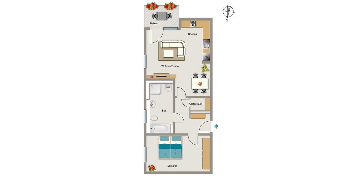 Etagenwohnung Bochum Wiemelhausen - 2 Zimmer, 65 m&sup2;, 948&euro; | Angebot:26272878