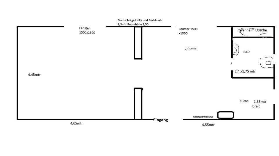 Dachgeschoßwohnung Essen Stadtbezirk VIII - 2 Zimmer, 38 m&sup2;, 380&euro; | Angebot:26296364