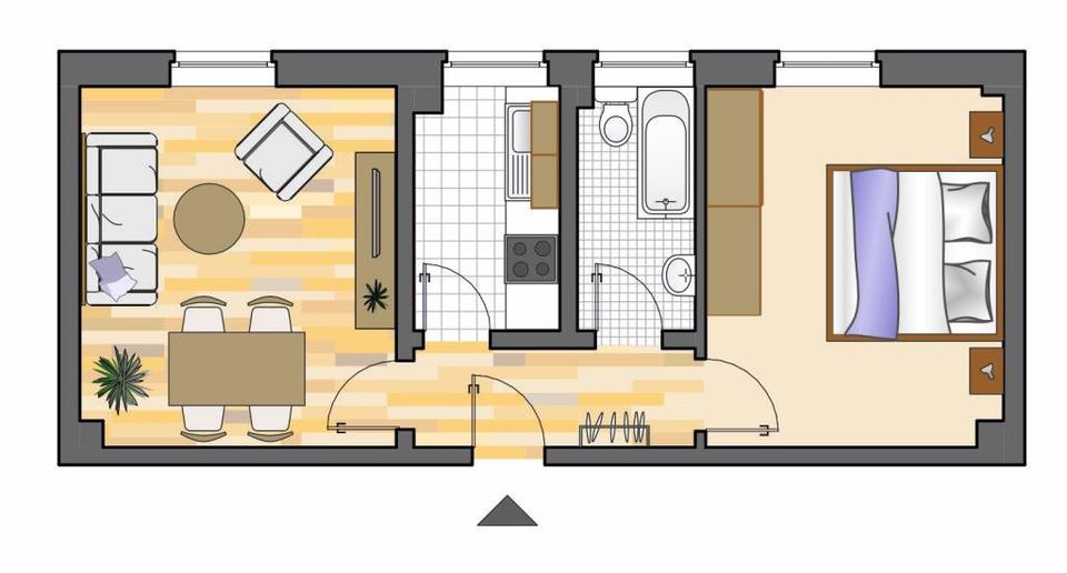 Erdgeschoßwohnung Gelsenkirchen Gelsenkirchen-West - 2.5 Zimmer, 40 m&sup2;, 289&euro; | Angebot:26264791