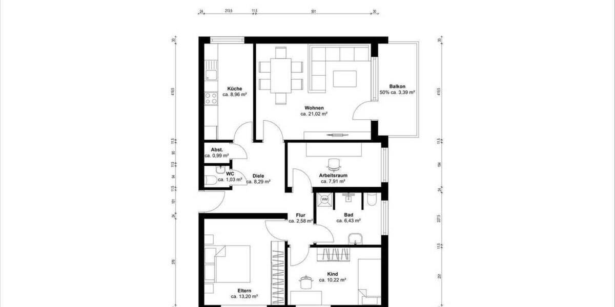 Etagenwohnung Olfen - 3 Zimmer, 80 m&sup2;, 234.000&euro; | Angebot:25870196