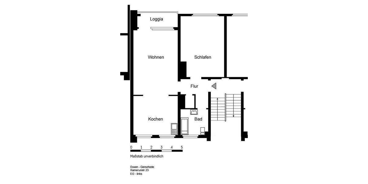 Etagenwohnung Essen Gerschede - 2 Zimmer, 55 m&sup2;, 509&euro; | Angebot:26098511