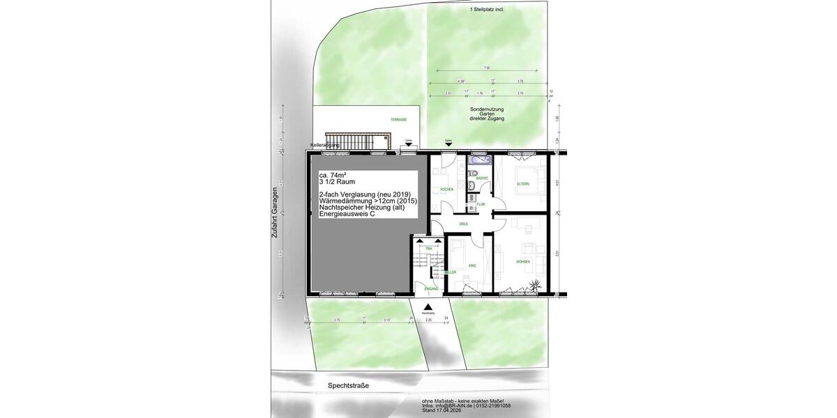 Erdgeschoßwohnung Bottrop Ebel - 3 Zimmer, 74 m&sup2;, 148.000&euro; | Angebot:26201456