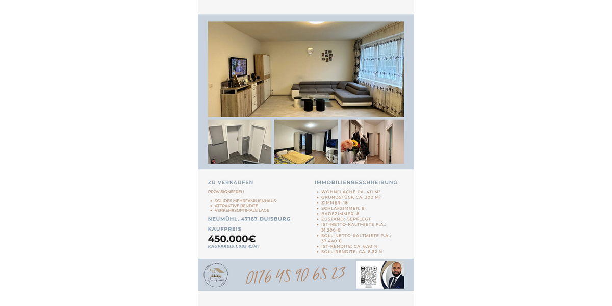 Einfamilienhaus Duisburg Hamborn - 18 Zimmer, 360 m&sup2;, 450.000&euro; | Angebot:26287329