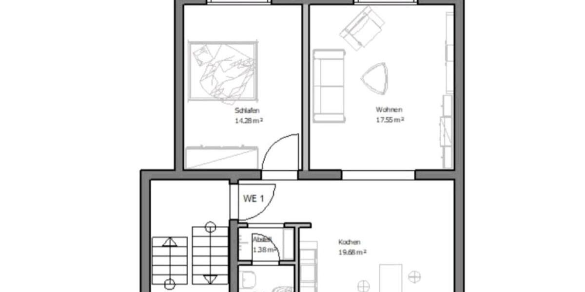 Etagenwohnung Essen Stadtbezirk IV - 3 Zimmer, 60 m&sup2;, 188.000&euro; | Angebot:26779102