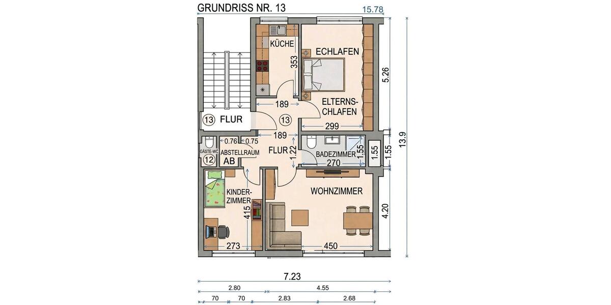 Etagenwohnung Essen Stadtbezirk VI - 3 Zimmer, 68 m&sup2;, 780&euro; | Angebot:26036968