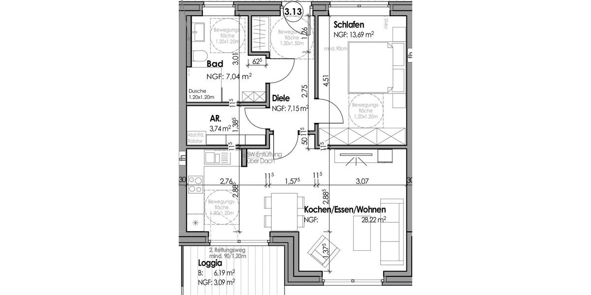 Etagenwohnung Borken - 2 Zimmer, 63 m&sup2;, 755&euro; | Angebot:23858074