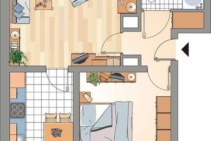 Wohnung Gelsenkirchen Resser Mark - 2.5 Zimmer, 52 m&sup2;, 389&euro; | Angebot:26273333