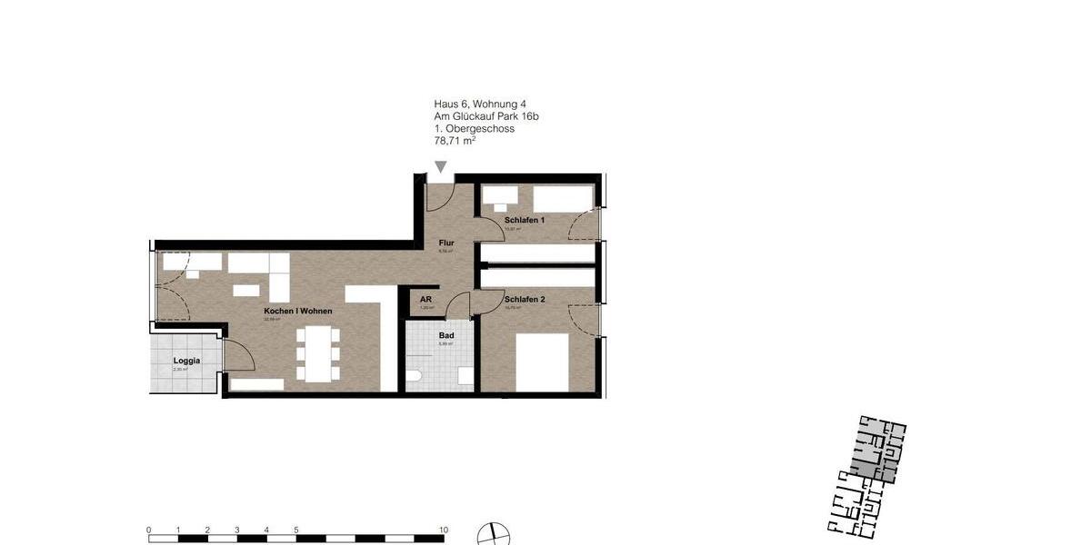 Etagenwohnung Gelsenkirchen Gelsenkirchen-Nord - 3 Zimmer, 79 m&sup2;, 890&euro; | Angebot:25853475