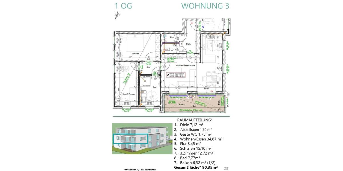 Etagenwohnung Duisburg Baerl - 3 Zimmer, 90 m&sup2;, 1.350&euro; | Angebot:25884392