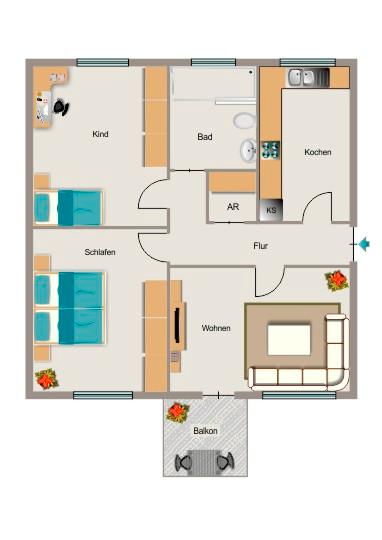 Erdgeschoßwohnung Essen Frillendorf - 3.5 Zimmer, 59 m&sup2;, 581&euro; | Angebot:26063830