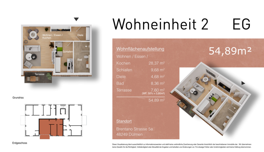 Etagenwohnung Dülmen - 2 Zimmer, 68 m&sup2;, 294.250&euro; | Angebot:25740505