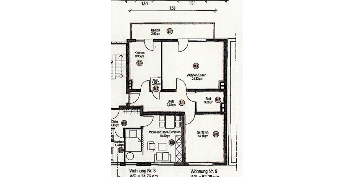 Etagenwohnung Bottrop Stadtmitte - 2 Zimmer, 63 m&sup2;, 590&euro; | Angebot:25746593