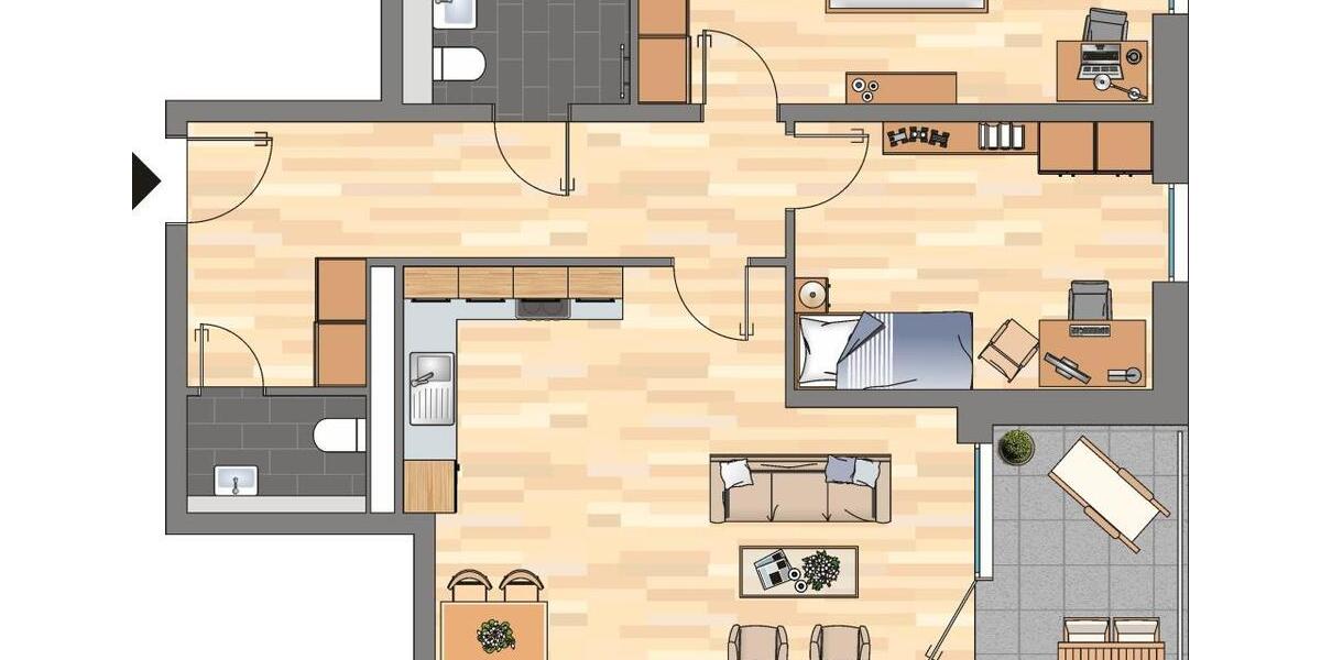 Etagenwohnung Essen Südviertel - 3 Zimmer, 93 m&sup2;, 1.159&euro; | Angebot:26297021