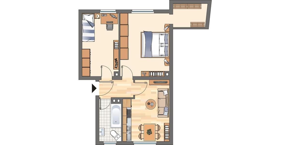 Etagenwohnung Bochum Bochum-Mitte - 2 Zimmer, 48 m&sup2;, 389&euro; | Angebot:26297034