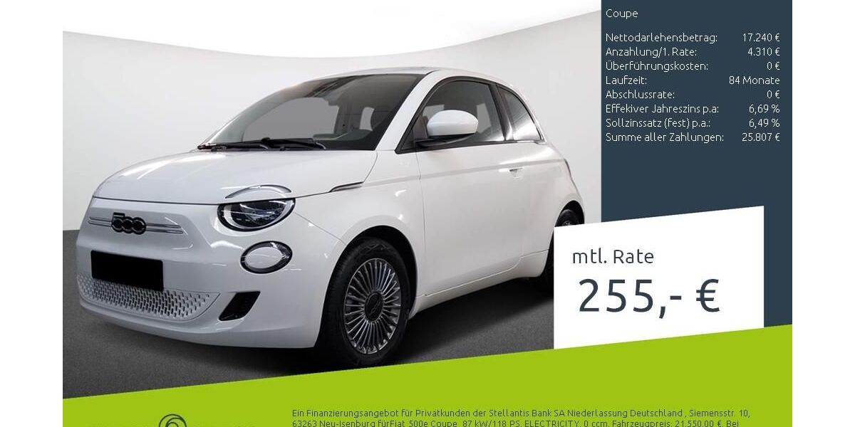 Fiat 500e 22.500 km 20.180 &euro; Borken 46325