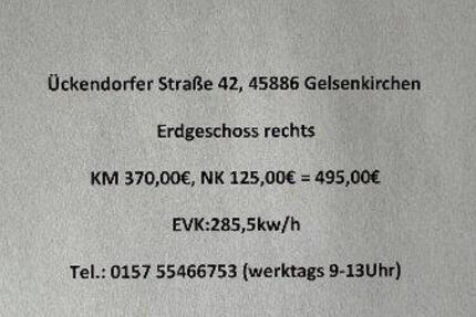 Wohnung Gelsenkirchen Ückendorf - 2.5 Zimmer, 60 m&sup2;, 370&euro; | Angebot:25976720