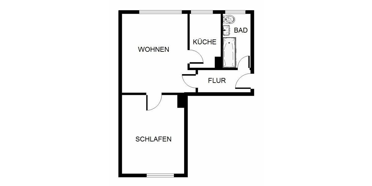 Etagenwohnung Bochum Bochum-Mitte - 2 Zimmer, 42 m&sup2;, 402&euro; | Angebot:25880787