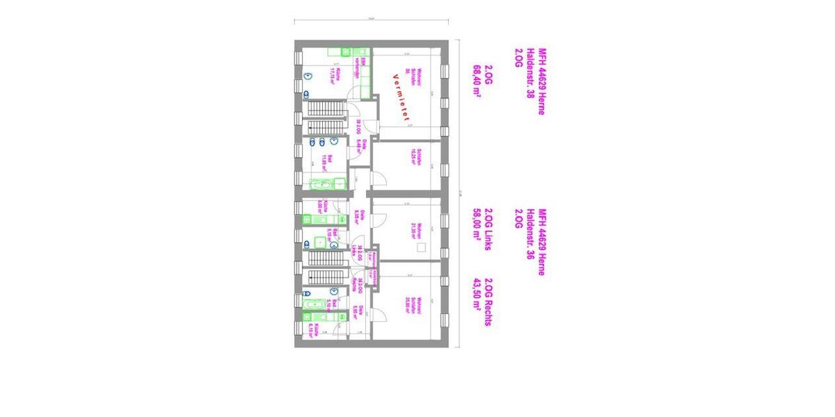 Etagenwohnung Herne Baukau - 3 Zimmer, 84 m&sup2;, 700&euro; | Angebot:26267501
