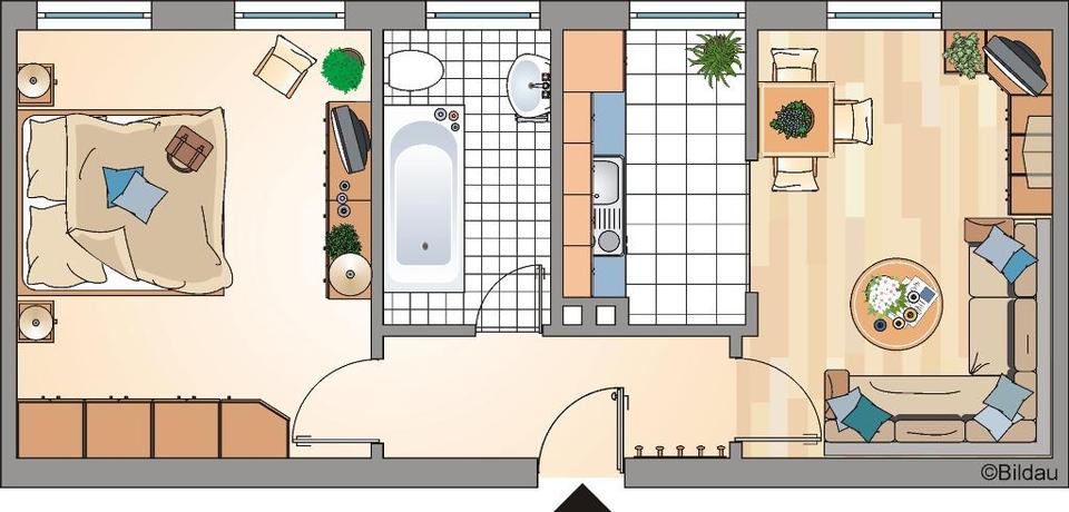 Etagenwohnung Recklinghausen Grullbad - 2 Zimmer, 45 m&sup2;, 195&euro; | Angebot:26279235
