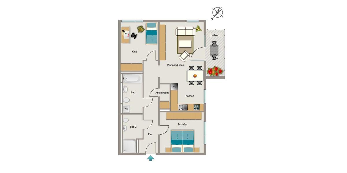 Etagenwohnung Bochum Wiemelhausen - 3 Zimmer, 79 m&sup2;, 551&euro; | Angebot:26290027