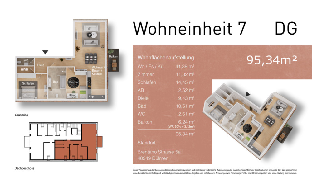 Etagenwohnung Dülmen - 2 Zimmer, 68 m&sup2;, 294.250&euro; | Angebot:25740505