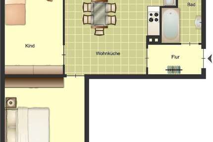 Wohnung Duisburg Huckingen - 2 Zimmer, 51 m&sup2;, 469&euro; | Angebot:26273263