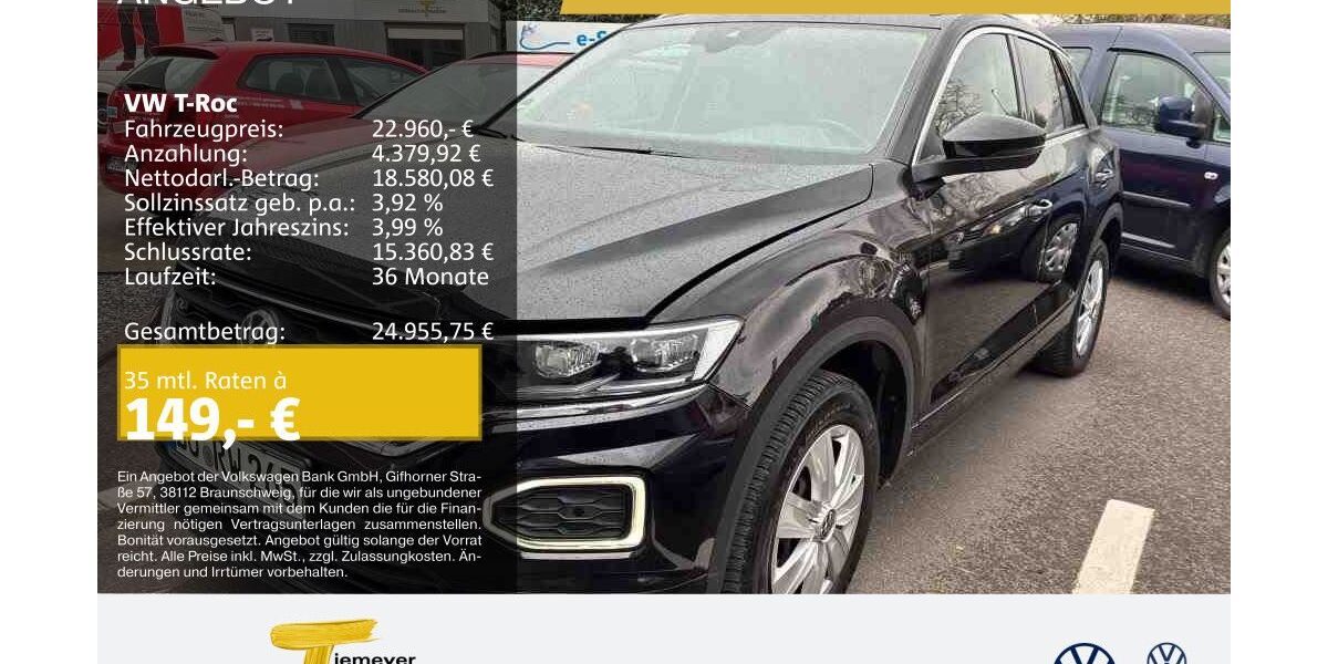 VW T-Roc 93.407 km 22.960 &euro; Castrop-Rauxel 44575