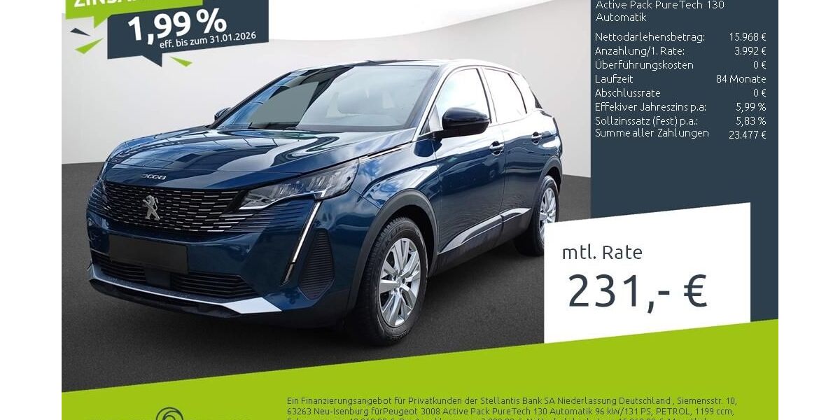 Peugeot 3008 26.542 km 19.555 &euro; Borken 46325