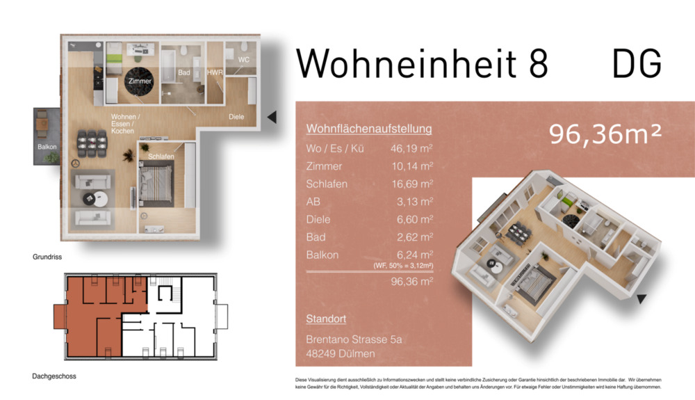 Etagenwohnung Dülmen - 2 Zimmer, 68 m&sup2;, 294.250&euro; | Angebot:25740505