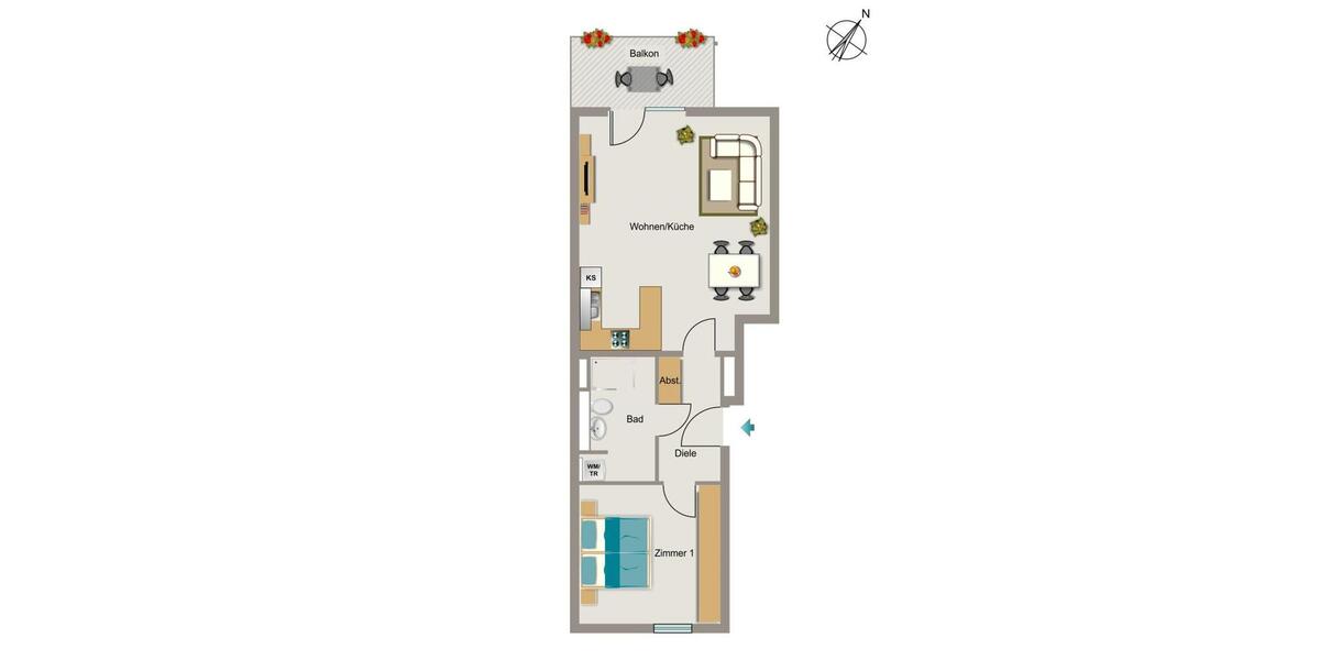 Etagenwohnung Essen Stadtbezirk III - 2.5 Zimmer, 63 m&sup2;, 709&euro; | Angebot:26641573