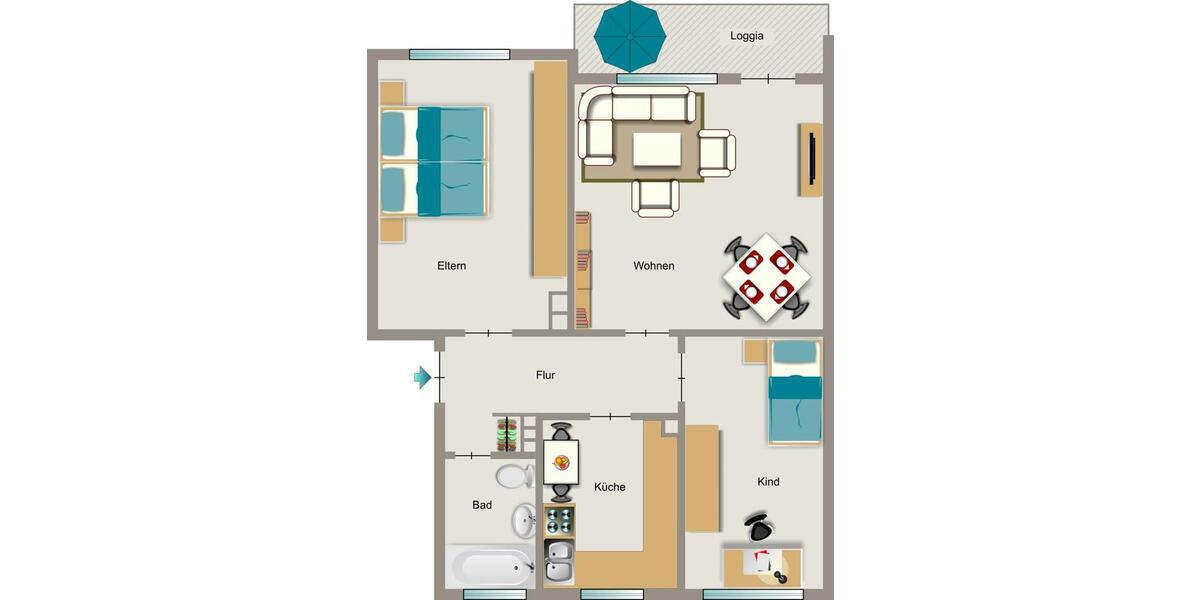 Etagenwohnung Duisburg Walsum - 3.5 Zimmer, 59 m&sup2;, 568&euro; | Angebot:26290026