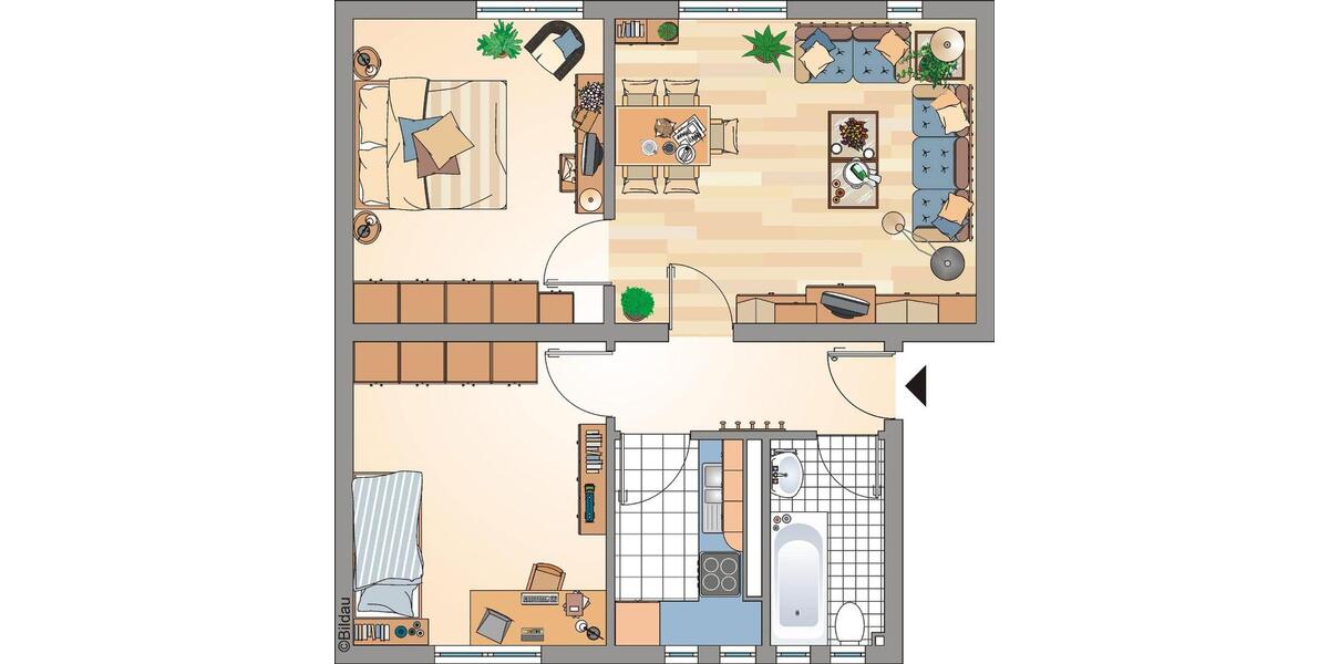 Etagenwohnung Recklinghausen Grullbad - 3.5 Zimmer, 59 m&sup2;, 262&euro; | Angebot:26279233