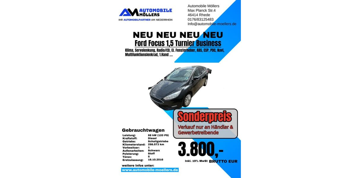 Ford Focus 297.561 km 3.800 &euro; Rhede 46414