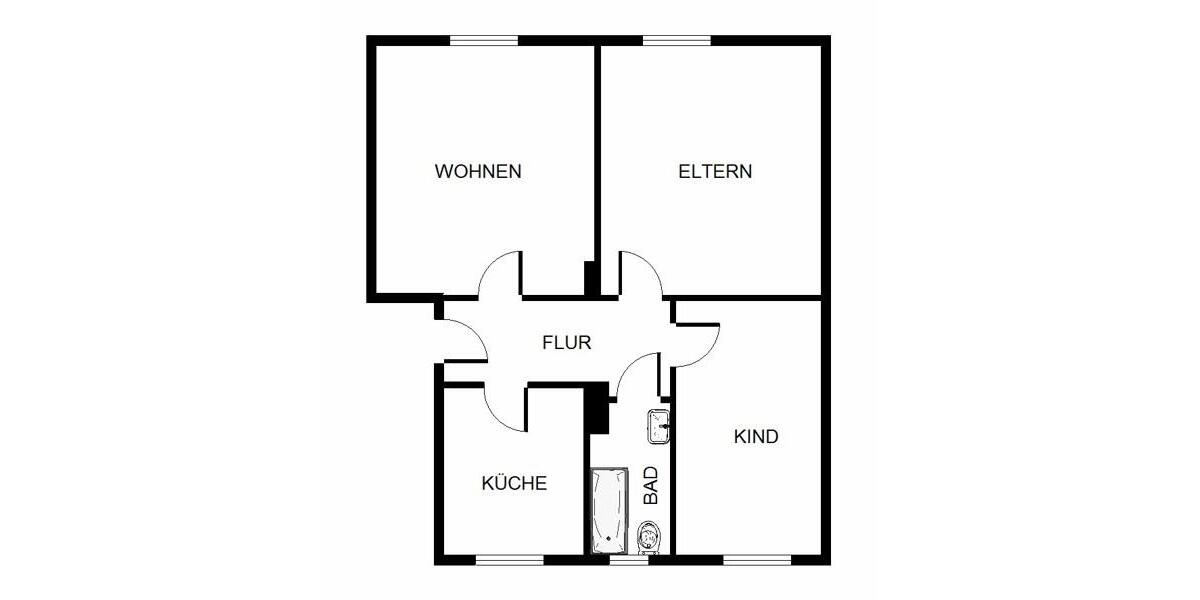 Erdgeschoßwohnung Bochum Bochum-Mitte - 3 Zimmer, 56 m&sup2;, 594&euro; | Angebot:24635126